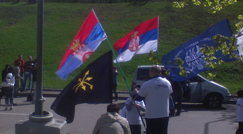 Флаги Сербии, Евразийского Союза и Сербской радикальной партии