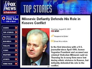 "Милошевич защищает свою роль в косовском конфликте"