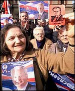 Митинг в поддержку Слободана Милошевича. Сербия